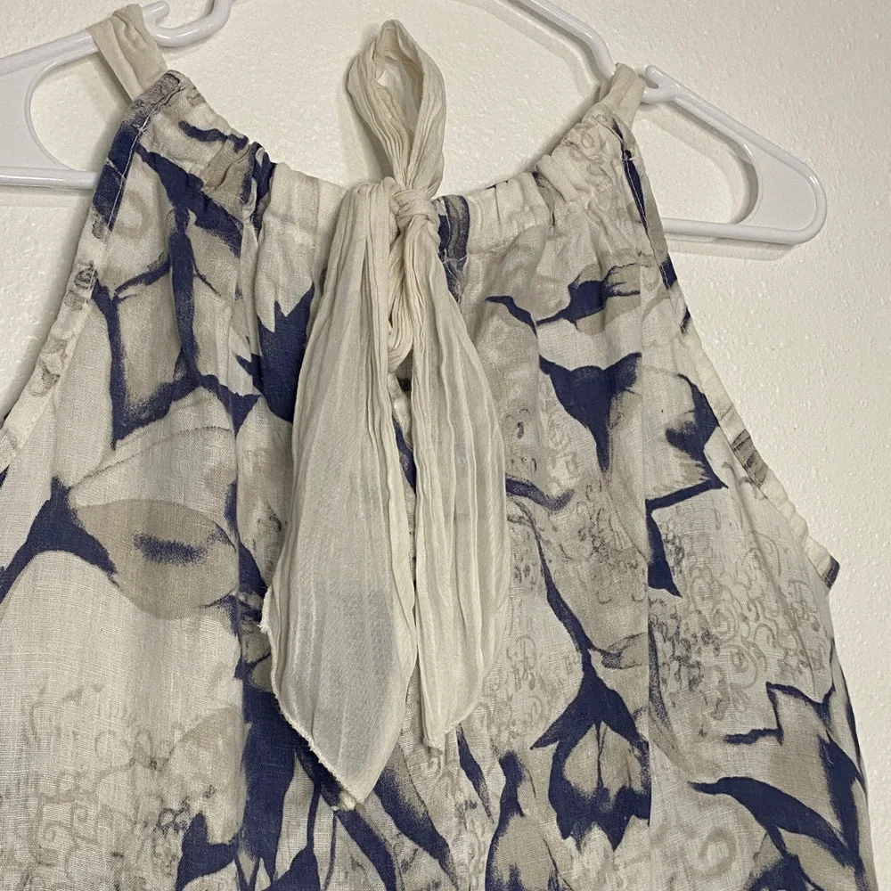 Bellambia madre in Italy Elegant Blue and White Floral Midi Dress Size L